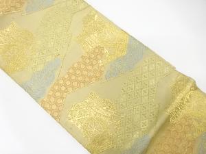 アンティーク　霞に御所車・古典柄織り出し袋帯（材料）